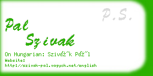 pal szivak business card